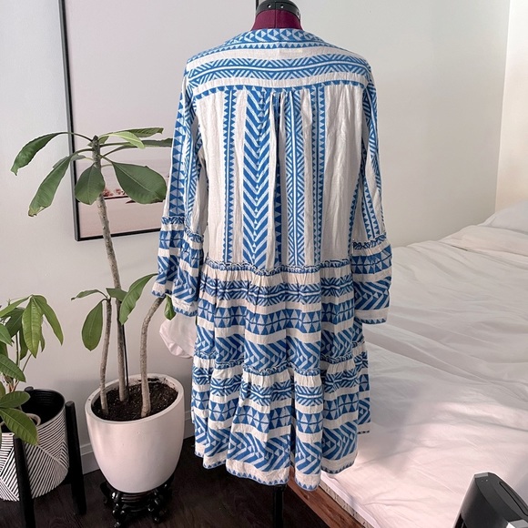 Devotion Ella mini babydoll dress in blue/off white - Picture 9 of 10